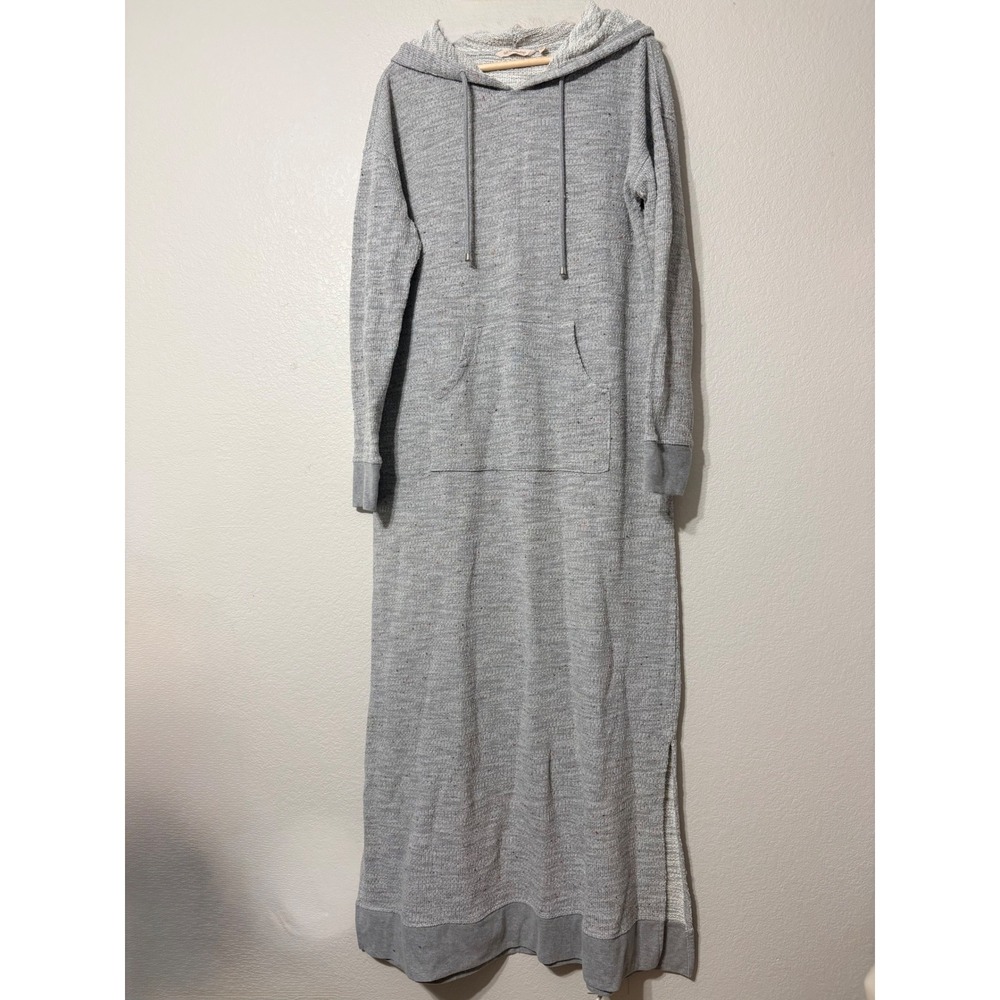 Soft Surroundings Gray Confetti Knit Hoodie Maxi Lazy Day Lounge Dress TL
